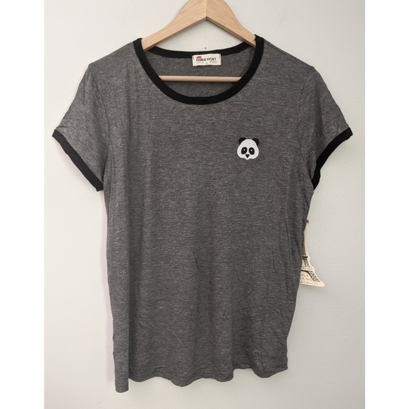🆕 French Pastry Panda Embroidery Short Sleeve Tee - Picture 1 of 7
